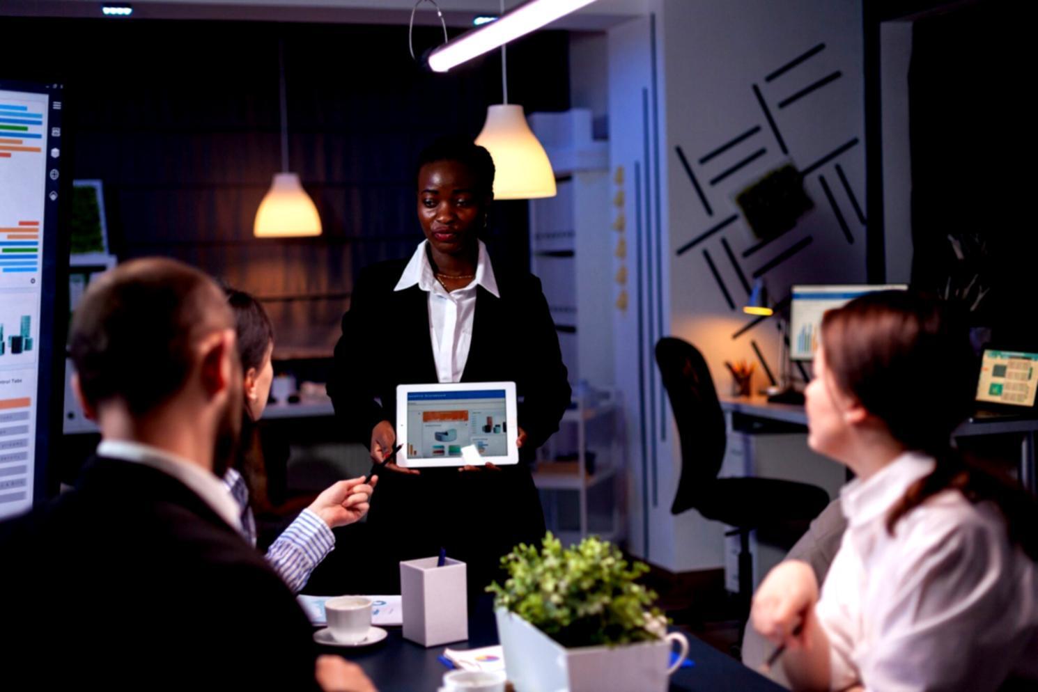 Financial data analysis workspace with charts and graphs